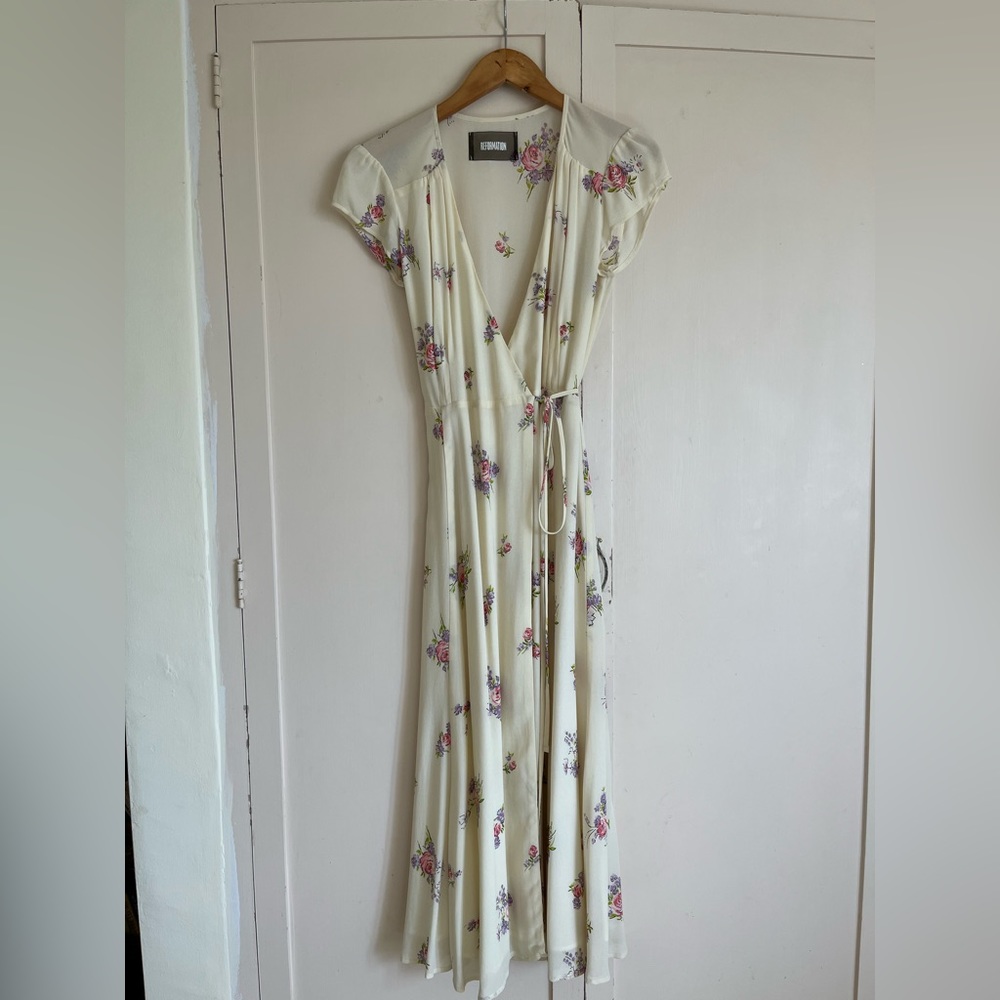 Reformation floral wrap dress
